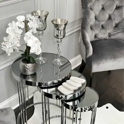 Silver Metal Nesting Tables Stackable End Tables Side Tables (Defected) • $332.69
