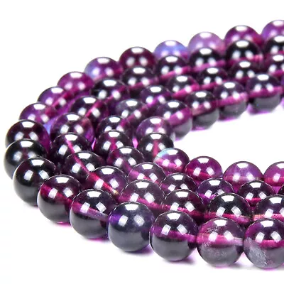 Natural Purple Fluorite Gemstone Grade AAA Round 6MM 8MM Loose Beads (D492) • $9.59