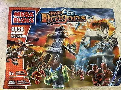 2004 Mega Bloks 9858 Fire & Ice Dragons  Dragon Mountain   W/ Manual *READ* • $70