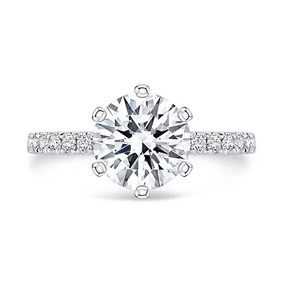 Round Lab Grown Pave Diamond Engagement Ring 2.0Ct 14K White Gold Pave IGI • $3985