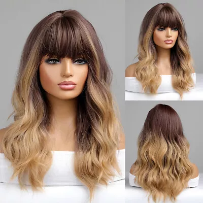 Element Hair Wigs For Women Long Wavy Dark Brown To Honey Blonde Ombre Daily Wig • $15.29