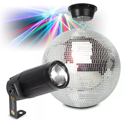 Battery Powered Glitter Mirror Ball 30cm & PS6WB LED Spot Light Wedding Disco DJ • £79.99