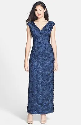 Marina Sequin & Soutache Embellished Lace Gown SZ 16 Navy • $88