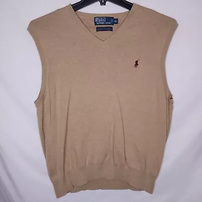 Ralph Lauren Polo Sweater Vest Mens XL Beige Pima Cotton Vintage Preppy • $20