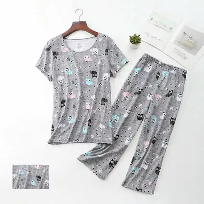 Womens Capri Set Sleepwear Pajamas Woman Sleep Nightshirt Home Wear Nightwear Pj • $16.99