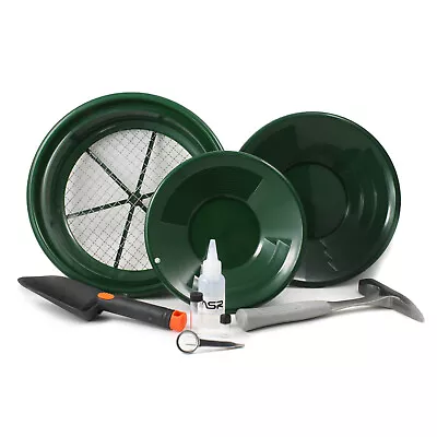 ASR Outdoor 9 Piece Complete Gold Panning Kit Classifier Sifter Vials - Green • $55.74