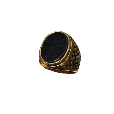 £13.99 • Buy Mens Stainless Steel Ring Gold Black Oval Diamante Pinky Men