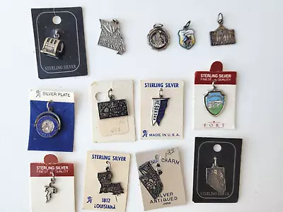 Vintage Sterling Silver Charm Lot State Maps - Mo La Tn Ks Ne Nv Boys Town • $49.95