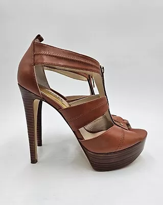 MICHAEL KORS Women's Berkley T-Strap Platform Heels Size 10 Golden Brown • $49.99