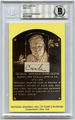 Babe Ruth  Cash  Signed Cut Handwriting HOF Plaque BAS Beckett BGS • $649.99