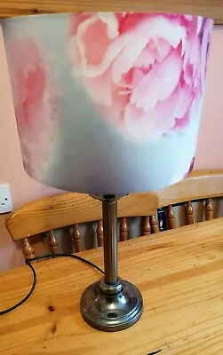 £10 • Buy Modern Table Lamp With Pink & Grey Flower Shade - Rutland