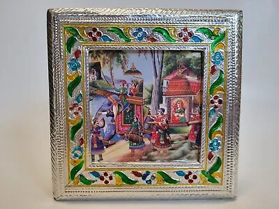 Oxidized Silver Meenakari Dry Fruit Indian Gift Box Decorative Handmade Work  • $40