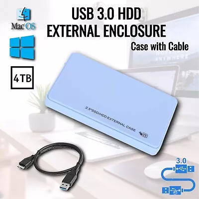 2.5  Hard Drive Enclosure SATA HDD/SSD Caddy Case To USB 3.0 PC Laptop - Blue • £5.55