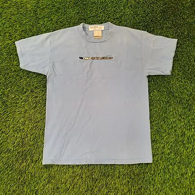 Vintage NIKE Classic Athletics Embroidery Shirt M-Short 19x26 Blue Swoosh Logo • $58.77