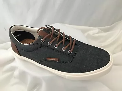 £19.99 • Buy BNIB Jack Jones Chambrey Anthracite Denim Look Lace Up Pumps Casual Shoes Size 8