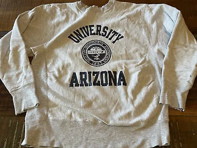 Vintage 80 Champion Reverse Weave University Of Arizona Sweatshirt XL Distressed • $54.99