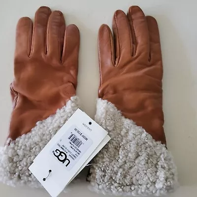 New Womens Small Chestnut Ugg Asymmetrical Smart Curly Gloves $130 1089944 • $24.95