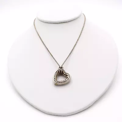 $70 • Buy DAVID YURMAN CABLE COLLECTABLES STERLING & 18k HEART PENDANT W/ BOX CHAIN #S41-8