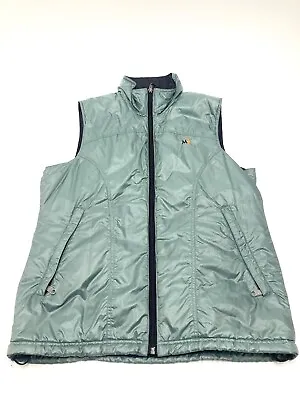 MOONSTONE Nylon Vest Women's Large Full Zip Pocket Drawstring Hem Green Black • $24