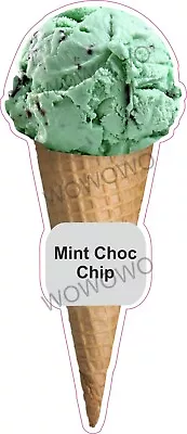Ice Cream Van Sticker Mint Chocolate Chip Green Scoop Cone Waffle Shop Decals • £3.95
