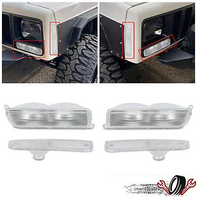 For 97 98 00 01 Jeep Cherokee XJ Chrome Bumper Lights + Signal Corner Turn Lamps • $23.50