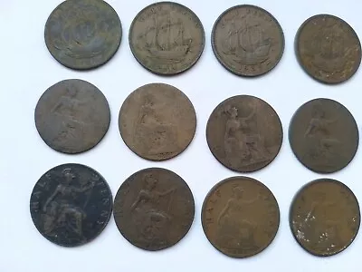 Vintage Old Antique Copper British EMPIRE 15COINS Set Collection Europe 1d Half • £34.95