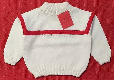 Baby Sweater White/Red Designer Baby Clothing Fantastic Quality Merino Wool • $23.30