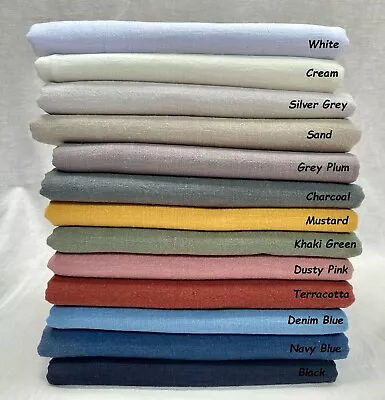 Plain Stone Washed Linen Fabric Soft Material Home Decor Curtains Dress 55  Wide • £1.20