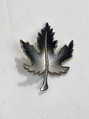 Vintage Maple Leaf Silver Enamel Autumn Silver Tone Unique Pin Brooch • $5.99