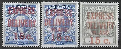 MAURITIUS 1903-1904 Mint Hinged Epresss Delivery Set Of 3 Stamps Unchecked Types • $6