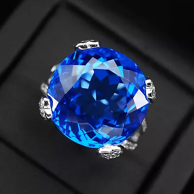 Topaz Swiss Blue 19.90 Ct. 925 Sterling Silver Handmade Ring Size 6.75 Jewelry • $38.30