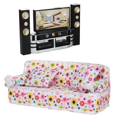 Barbie Doll House Sofa Furniture + Hi-Fi TV Theater For Living Room Bedroom • $10.33
