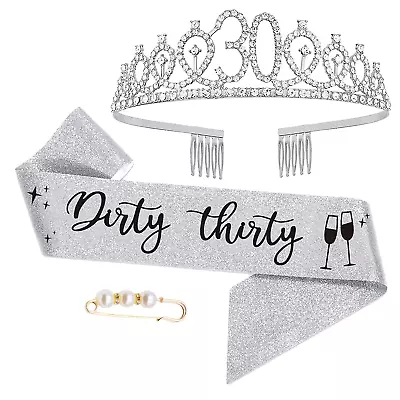 30Th Birthday Sash And Tiara For Women 30  Dirty Thirty  Birthday Sash And Cro • £20.03