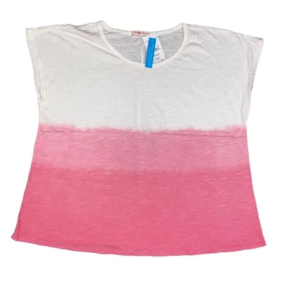 $34.30 • Buy FRESH PRODUCE O/S Pink White DIP DYE KEEPSAKE Slouchy Tee Top One Size $49 NWT