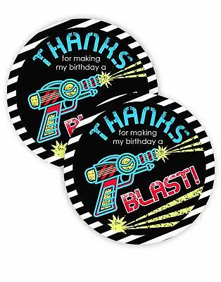 Laser Tag Party Favor Stickers - 40 Favor Bag Stickers - Laser Tag Thank You • £11.39