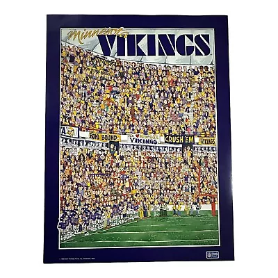 NFL Minnesota Vikings Football Poster Vintage 1990 John Holladay 18 X 24 RARE • $89.99