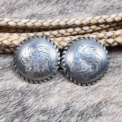 2  Vintage Sterling Silver Domed Bridle Conchos Pair • $248.75