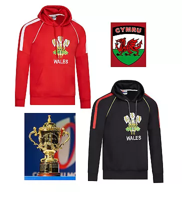 Wales Rugby Red Hoodie Unisex Welsh Rugby Black Hoodie Sweatshirt Top • £15