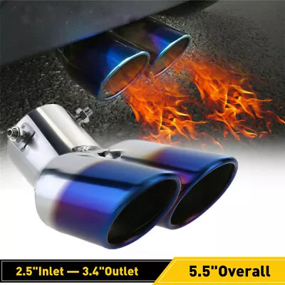 Dual Pipe Exhaust Car Rear SUV Muffler Tail Tip Throat Tailpipe Accessor • $19.99