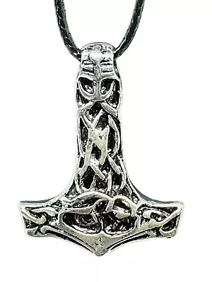 Thors Hammer Mjolnir Necklace Pendant Odins Beard Norse Pagan All Father Warrior • £4.75