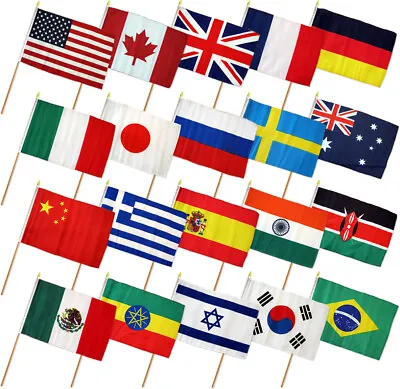 $40 • Buy Set Of 20 International Country Flags 12x18in Stick Flags Of The World