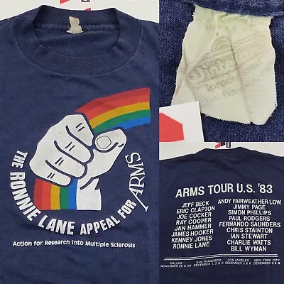 Vintage 1983 Ronnie Lane Appeal For Arms Tour T-Shirt Size S/M 80s Rare LIVE AID • $99.99