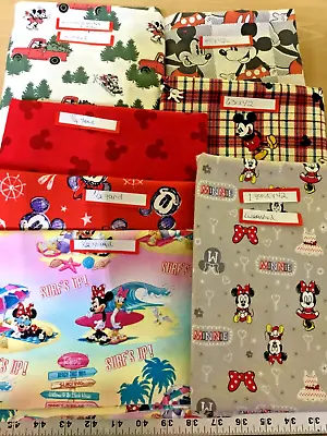 Sewing Fabric Material Lot Disney Micky Mouse 7 Prints And 7 1/2 Yards • £19.29