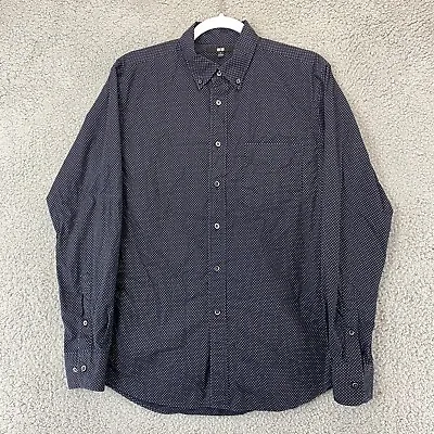 Uniqlo Adult Small Black Polka Dot Long Sleeve Pockets Button Down Shirt Mens • $12.96