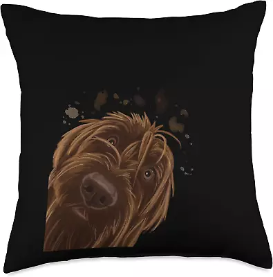 Funny Curious Dog Wirehaired Pointing Griffon Throw Pillow 18x18 Multicolor • $32.93