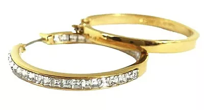 New Michael Kors Gold-tone Dual Sided Crystal Pave' Hoop Earrings Msrp $115.00 • $49.95