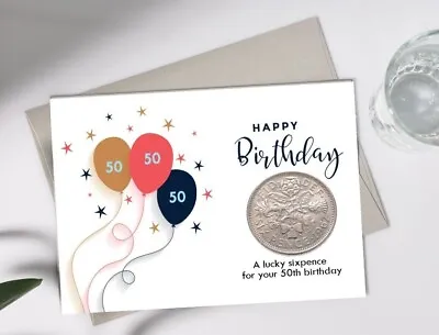 £3.69 • Buy Birthday (mini) Card Lucky Sixpence 30th 40th 50th 60th 70th Gift With Envelope
