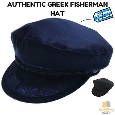 GREEK FISHERMAN Cap Hat Winter Wool Blend MADE IN GREECE Classic Ivy Sailor New • $86.90