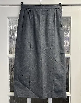 Vintage Jaeger Grey Wool Lined Long Maxi Skirt Size 10 Pockets • £12.99