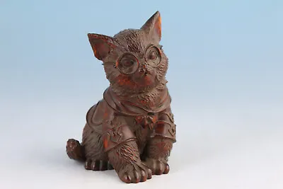 £71.99 • Buy Japanese Old Boxwood Hand Carved Cat Statue Netsuke Collectable Home Deco